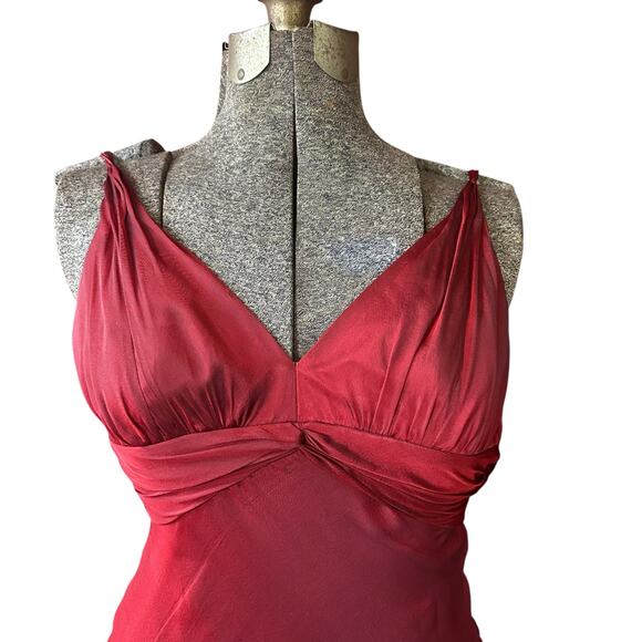 Vintage Formal Red Silk Bias Cut Gown 4 90s Y2K Whimsygoth Vamp She's All That - Picture 3 of 15